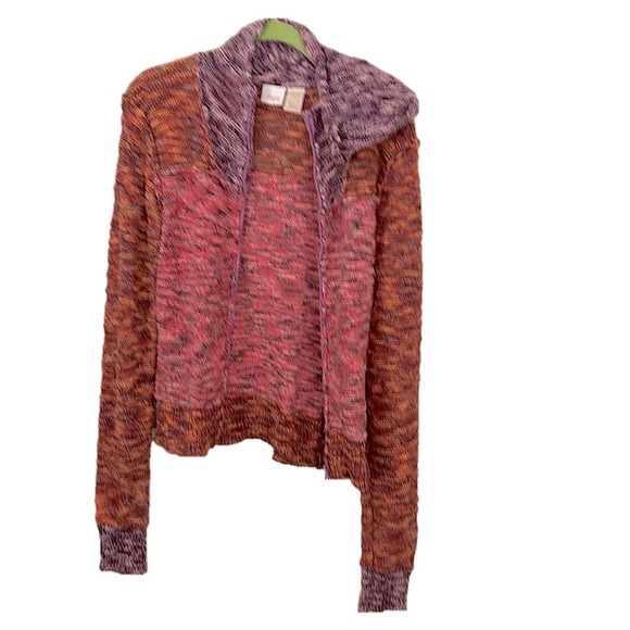 Marled Bright Knit Hoodie Perfect Combination for a Cheery Fall Full Zip Size M - Picture 2 of 8